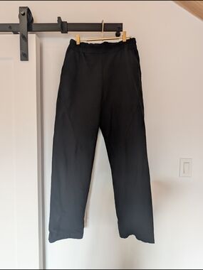 Unisex Black Casual Elastic-Waist Pants